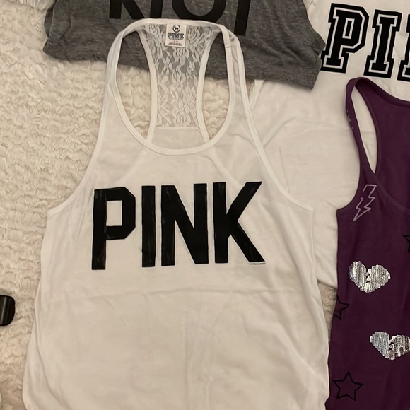 Lot of 5 Victoria Secret Pink RIOT tank tops size small one is xs super cute - Picture 4 of 5